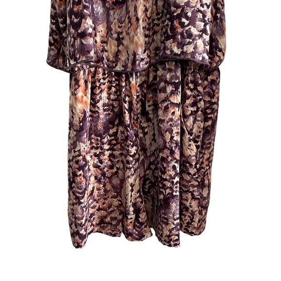 🌺MOD Halter Palazzo Romper in Peacock Colors Purple/Peach Size Large🌺 - Picture 6 of 9